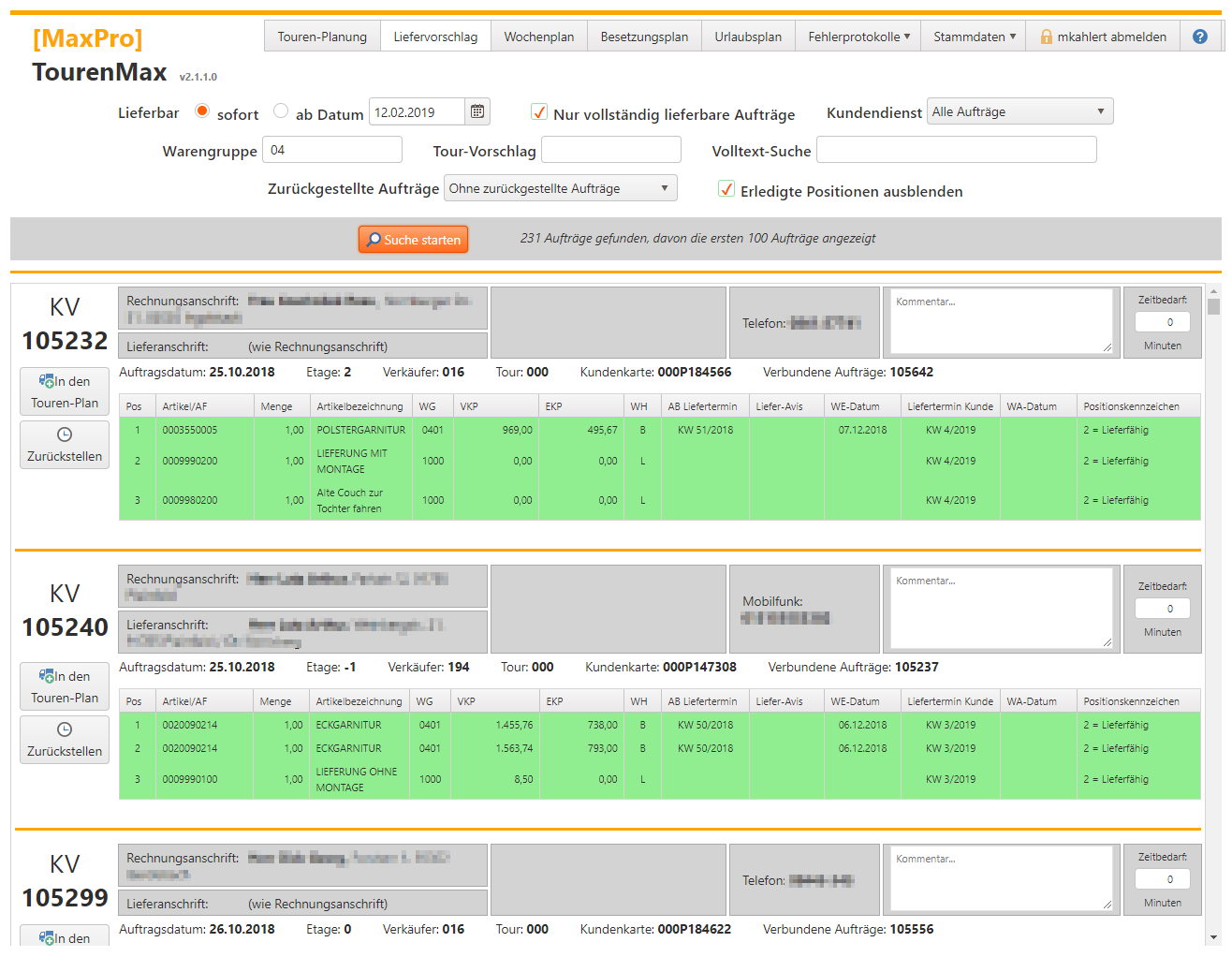 TourenMax Optimierung